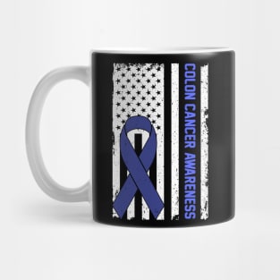 Colon Cancer Awareness Usa American Flag Mug